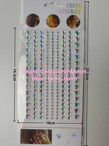 1-8 Sheets Self Adhesive Pearl Stickers Flat Back Pearls For Craft Hair Face Makeup Nail Cell Phone Scrapbooking Decor, Heart, Star Shaped - Multicolor - View 3