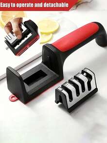 1pc Multi-Functional 4-Stage Knife Sharpener, Professional Kitchen Sharpening Stone Tool, Metal & Plastic,Quick Sharpening Tool With Anti-Slip Base, Accessories And Tools For Kitchen Knives, No Electricity Or Battery Needed, With Electroplated Tungsten Carbide & Ceramic Stones,Easy To Hang, Kitchen Supplies, Suitable For Kitchen Knives