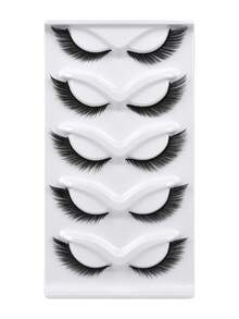 Manga Lashes 5对狐狸眼猫眼假睫毛，卷翘蓬松，貂毛睫毛，睫毛嫁接，自然外观，适合日常妆容，打造浓密魅惑的睫毛效果 - 狐狸眼睫毛 - 查看 5