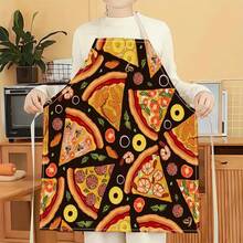 1件美味披萨图案围裙，创意、趣味、时尚印花家居清洁围裙，防水防油易清洗厨房烹饪围裙，创意家居围裙 - 彩色 - 查看 13