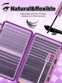 CMAYOME 640片高品质C/D卷翘假睫毛，DIY睫毛：10D + 20D + 30D + 40D + 50D，10-18毫米自然柔软假睫毛，10-18毫米浓密柔软假睫毛。睫毛套装还包含睫毛胶水 - 紫色 - 查看 9