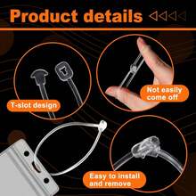 SBYURE SE298 - 200 correas transparentes para equipaje de 7.5 puadas, correas de plástico para etiquetas de equipaje, etiquetas de bolsa de tarjetas de visita, soporte para tarjetas de - negro - Ver 3