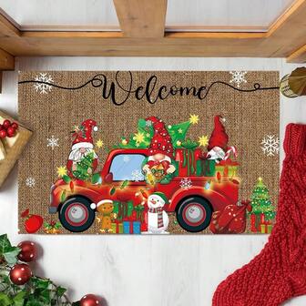 1 st. juldekorativ matta, smutsavvisande dörrmatta i kristall sammet till entrén, juldörrmatta med jultomte- och dvärgdesign, juldörrmatta i kokosfiberstil, juldekorativ entrématta