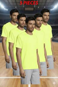 THEGEWA 5 Breathable Sports T-Shirts, Different Colors, Various Sizes, From XS To 3XL - Gold - View 2