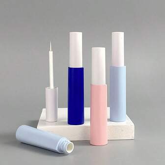 1/5pcs Eyeliner Liquid Bottle, Pink/Sky Blue/Navy Blue Matte Cap, 8ml Empty Bottle, Eyeliner Brush, Eyelash Growth Serum, Eyelash Glue Containers, DIY Series, Comes With Small Funnel,Cheap,Stocking Stuffers,Makeup,Makeup Tools,Cheap Stuff,Gifts,Gifts For Women,Christmas Gifts