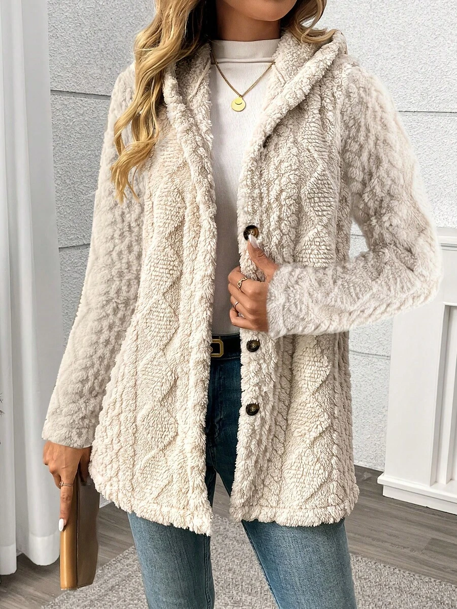 Cozy Button-Up Plush Knit Cardigan