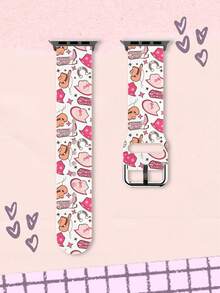 1pc Minimalist Pink Denim Element Pattern TPU Watch Band Compatible With 38/40/41/42/44/45/49mm Ultra/SE/9/10/8/7/6/5/4/3/2/1 - Multicolor - View 1