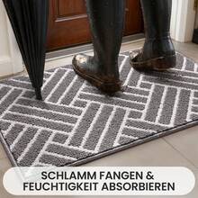 Sour Lemon 1 Piece Durable European Minimalist Doormat - Indoor/Outdoor Mat Doormat, Non-Slip & Washable Dirt Trapper Mat, Highly Absorbent Doormat For Entrance & Front Door, Dog, Kitchen, Patio, Hallway, Garden - Gray Lines - View 2