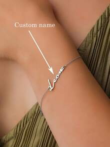 1 PIEZA Pulsera personalizada con nombre personalizado, joyería de acero inoxidable ajustable, cadena de oro simple y elegante, regalos personalizados, cosas personalizables, joyería personalizada, pulseras de mujer, pulseras personalizadas, personalización de nombres, regalos para mujeres, adecuado para uso diario y ocasiones especiales, regalos de Navidad, joyería de Halloween, regalos de cumpleaños, regalos de aniversario, regalos personalizados, regalos para mamá - Multicolor - Ver 8