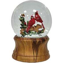 Ashfield & Harkness Winterland - Globo Decorativo de Nieve con Caja de música de Viento y luz Funciona con Pilas(Cardenales) - Tipo 1 - Ver 2