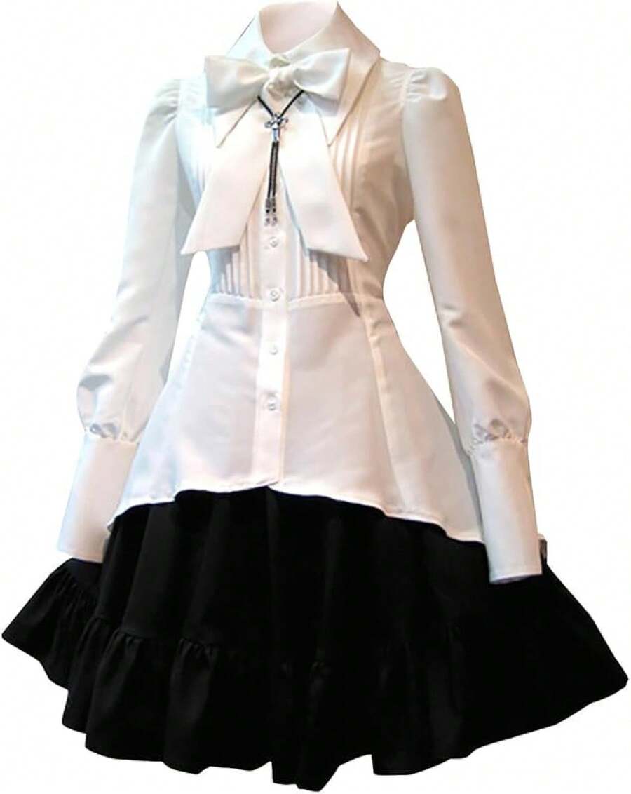 Cool Gothic Lolita Dress Women Halloween Masquerade Party Dress Gothic Punk Dress Classic Renaissance Victorian Dress - A01_白色 - 查看 1