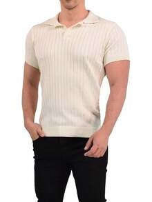 JOHN LEOPARD - Men's Knitted Polo Shirt - Khaki - View 6