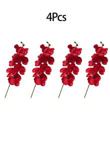 1/2/4/6 piezas, Pintura al óleo de orquídea de mariposa rojo oscuro simulada, Flores decorativas para sala de estar, mesa de comedor, habitación modelo, decoración de boda y compromiso, flores artificiales, decoración navideña, aproximadamente 98 cm, regalos para mujeres, regalo de cumpleaños, decoración del hogar, decoración del hogar, adornos del hogar, flores falsas, flor artificial