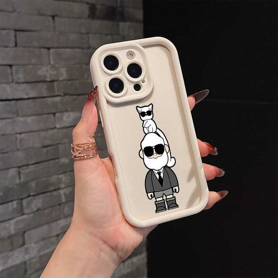 Funda de Teléfono con Diseño Fashion para 16 15 14 13 12 11 Pro XR/XS y-8 Plus - Cubierta Trasera Suave TPU Antigolpes, Funda Invernal17 17promax - Blanco - Ver 1