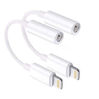 Adaptateur Lightning vers prise casque 3,5 mm (1 ou 2 pièces), convertisseur audio auxiliaire compatible avec iPhone 14 Pro Max/14 Pro/14 Plus/14/13/12/11/XS/XR/8/7/6 et iPad.