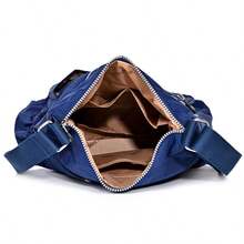 1pc Nylon Fabric Bag, Solid Color Nylon Multi-Zipper Pockets Casual Lightweight Daily Women Shoulder Crossbody Bag