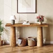 63-Inch Solid Wood Console Table, Long Farmhouse Entryway Table, Rectangular Couch Furniture Behind Sofa For Entrance, Hallway, Living Room - màu nâu - Xem 10