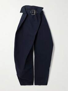 Magic Mia Women's High Waist Cargo Barrel Pants - Navy Blue Paperbag Waist With Adjustable Belt & Multi-Pockets | Vintage Tapered Fit For Casual Daily, Office Work & Outdoor Hiking(100% Cotton Breathable) For All Seasons - 藏蓝色 - 查看 3