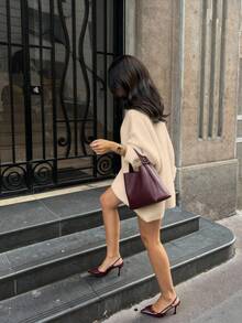 Senya 女款秋冬新款圓領套頭針織毛衣，寬鬆休閒百搭，適合通勤、度假、新年冬季針織衫 - 米色 - 查看 4
