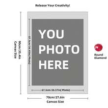 Kit di pittura a diamante personalizzata su misura per adulti, fai da te 5D, arte con punti a forma rotonda/quadrata, con foto, testo e disegno personalizzato, in varie dimensioni (20x25cm), decorazione personalizzata per la casa (Punti rotondi, 30x40cm), kit per adulti, decorazione con pittura a diamanti 5D