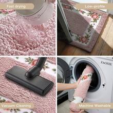 Pretty Floral Rural Style Romantic Rose Flower Rug Shaggy Area Rugs Soft Non-Slip Doormat Floor Mat Bath Mat Bathroom Shower Rug Bedroom Living Room Carpet (Nice Pink, S){Inchcolor_nameinch:InchNicePinkinch,Inchsize_nameinch:Inch1'4\Inchx1'11\Inch(Rectangular)Inch} - 尼斯粉紅 - 查看 5