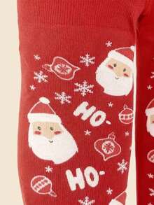 1件装儿童圣诞连裤袜，女童圣诞袜图案，饰有圣诞老人和礼物图案，柔软针织踩脚裤，适合圣诞派对，适合5-12岁儿童