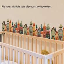 A Set Of Creative Hand-Painted Colorful House Wall Stickers, With Christmas Tree Design, For Living Room Bedroom Corridor Porch Kitchen Bathroom Background Wall Decoration Stickers, Removable PVC Single Use Wall Decor Gifts - Multicolor - View 11