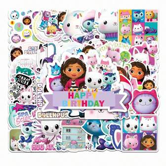 50pcs/Set, Gabby's Dollhouse Doodle Stickers, Cute Cartoon Children's Reward Stickers For DIY Phone Case, Luggage, Christmas Stocking Stuffers, Christmas Gifts, Christmas Decorations, Random Styles