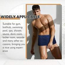Mixweer 4 Pcs Mens Wearable Bath Towel Wrap Short Pants 11.81'' Mens Towel Shower Wrap With Closure For Bathroom Shower Spa Gym(Dark Blue,Coral Fleece){Inchcolor_nameinch:InchDarkBlueinch} - 深藍色 - 查看 5