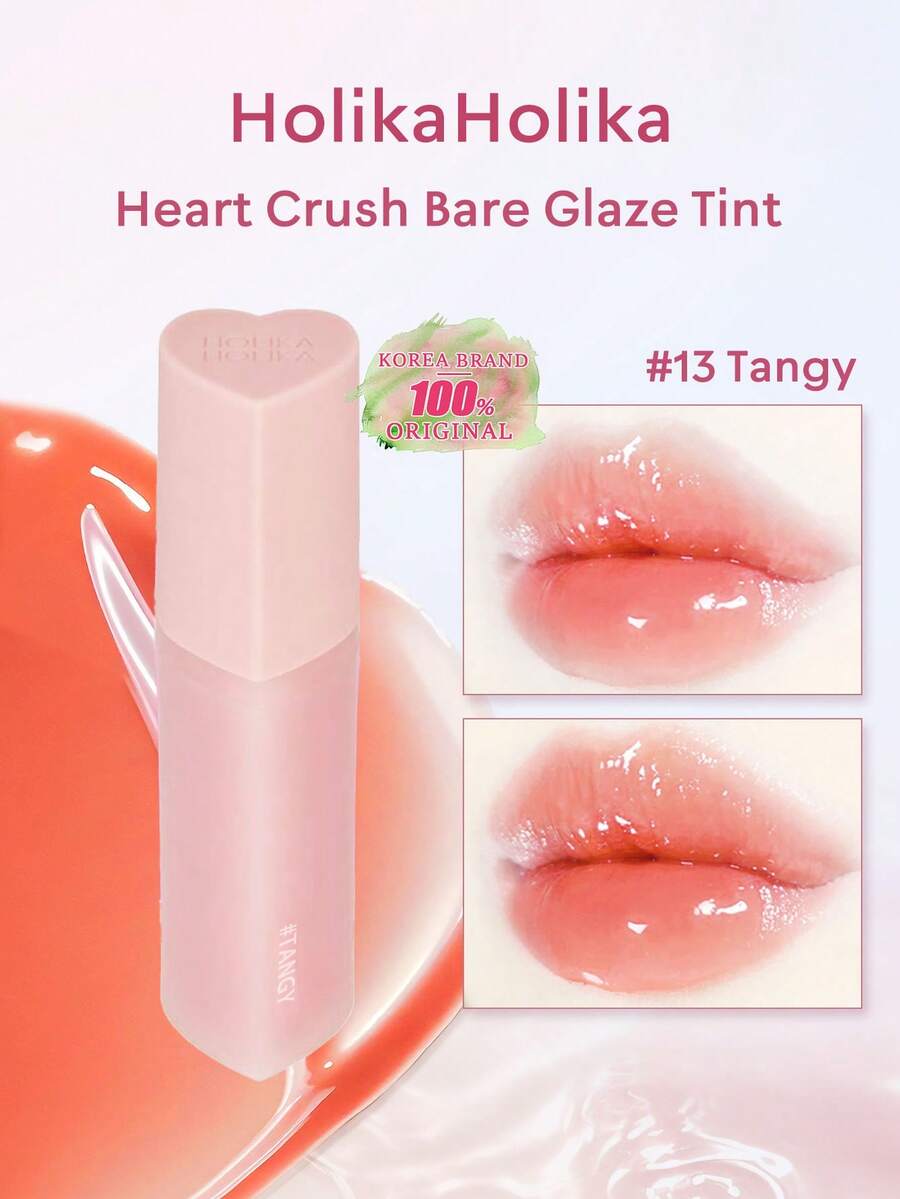 HOLIKA HOLIKA Heart Crush Nude 亮泽唇釉 #13 橘色,轻盈水润配方,打造水润光泽妆效,丰盈滋润双唇,显色度高,色彩鲜艳,蕴含保湿成分,适合日常使用 | 韩妆 | 3克/0.1盎司 - #13 TANGY - 查看 1