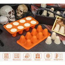 2-Pack Halloween Mold - Cute, Silicone Mold For Candy, Chocolate, Jelly, Gummy, Crayon, Resin - , Easy Release, For Halloween Party Favors, Gifts, Home & Commercial Kitchen Use, Halloween Accessories, Festive Treat Crafting, Spooky Theme Design - trái cam - Xem 5