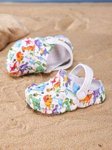 婴儿时尚彩色印花透气镂空凉鞋，防滑耐穿，柔软舒适，适合可爱的小女孩室内作为舒适拖鞋穿着，室外作为沙滩鞋穿着。 - 白色 - 查看 5
