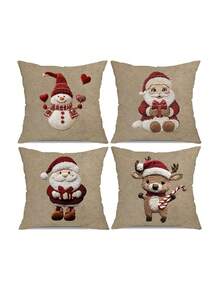 1 Stück Weihnachtsdekokissenbezug mit Weihnachtsmotiven, Zierkissenbezug für Wohnraum, Schlafzimmer, Feiertage, Partydekoration, Weihnachtskissen (Kissenfüllung nicht enthalten) (einseitig Muster) (ohne Stickerei)