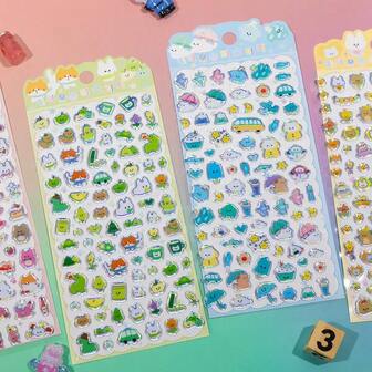 3D Holographic Rabbit & Cloud Stickers, Suitable For Phone Cases, Office Desks, Laptops, Planners, Cartoon Animal Decorative Stickers