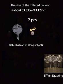 12 piezas (6 sets) / 6 piezas (3 sets) / 2 piezas (1 set) - Luces de cuerda de globo LED, diseño de bola Bobo transparente, decoración para cumpleaños, boda, aniversario, Día de San Valentín, fiesta de playa de verano, decoración de fiesta interior, blanco cálido