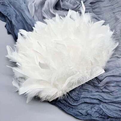 1 متر شريط ريش أبيض طوله 10-15 سم، ريش ديكة اصطناعي للخياطة والمشاريع اليدوية، ديكورات الأعياد والحفلات