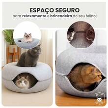 Felt Cat Tunnel Bed Donut Cat Feline Pet Tire - 灰色 - 查看 4