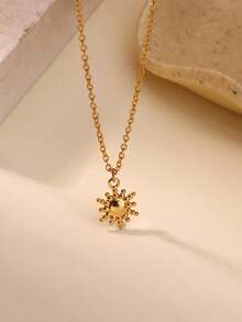 1 件精致太阳吊坠项链简约向日葵不锈钢链项链时尚珠宝配饰日常 - 太陽 - 查看 10
