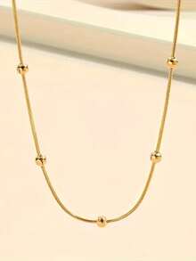 1pc Fashionable Minimalist Stainless Steel Ball Chain Necklace, Suitable For Daily Wear, Holidays, Birthday Gifts