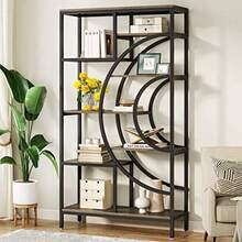 LITTLE TREE Industrielles Bücherregal Etagere Bücherregal rustikal 8 Ebenen Bücherregale mit Metallrahmen hoch freistehend offenes Lagerregal für Heimbüro Wohnzimmer