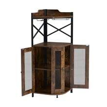 Mueble de Almacenamiento de Esquina de Estilo Industrial y Rústico con Puertas de Malla - Unidad de Esquina Multicapa para la Organización de Sala de Estar y Cocina - Camel - Ver 6