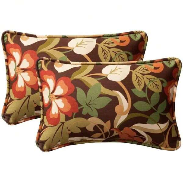 - Almoh Floral para Interiores y Exteriores, Relleno de Felpa, Resistente a la Intemperie y a la dloración, Lumbar, 11.5 x 18.5 Pus, Color café/Verde, 2 Unidades,25471602