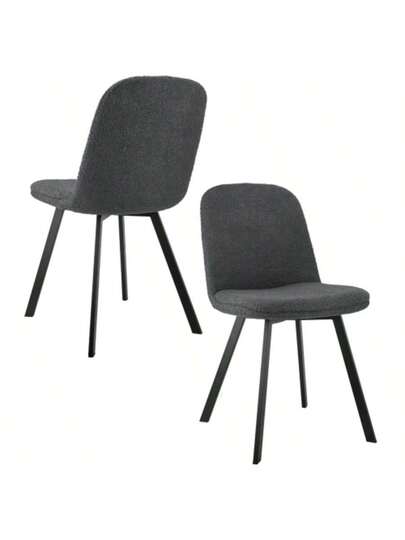 Rayon Cloth Flocking Chenille Dining Chairs Channel Kitchen Dinner Stoel Comfy Fabric Upholstered Accent Room Golden Stainless Steel Plating Legs,Set Of (Black), DE1647BK view 2