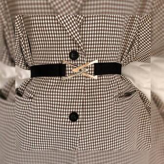 1 Women's Metal Buckle Adjustable Waist Belt Fashion Decorative Skirt Belt For Sweater Dress Suit, Stretch Elastic Waistband GM028