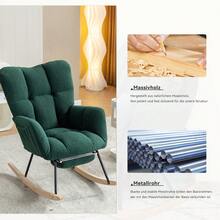 009B New Plush Fabric Upholstered Rocking Chair With Retractable Footrest, White