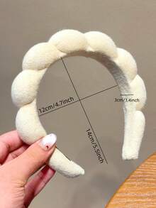 1件装女士新款拿铁海绵云朵打结发箍，可爱百搭，宽版防滑发带，适合秋冬季节，发箍，发圈发带，护肤发带，发饰，头饰 - 彩色 - 查看 4