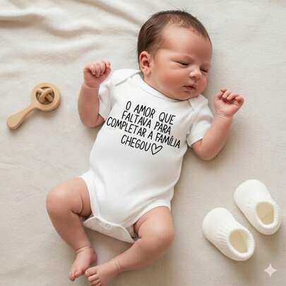 Body Bebê Recém-Nascido Branco Frase Fofa O Amor Que Faltava Chegou Tamanhos P M G