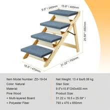 Escalones y rampa de madera para mascotas SucceBuy, diseño 2 en 1, acceso plegable para camas, estructura de escalones para mascotas de tamaño pequeño a grande - 4 pasos - Ver 8