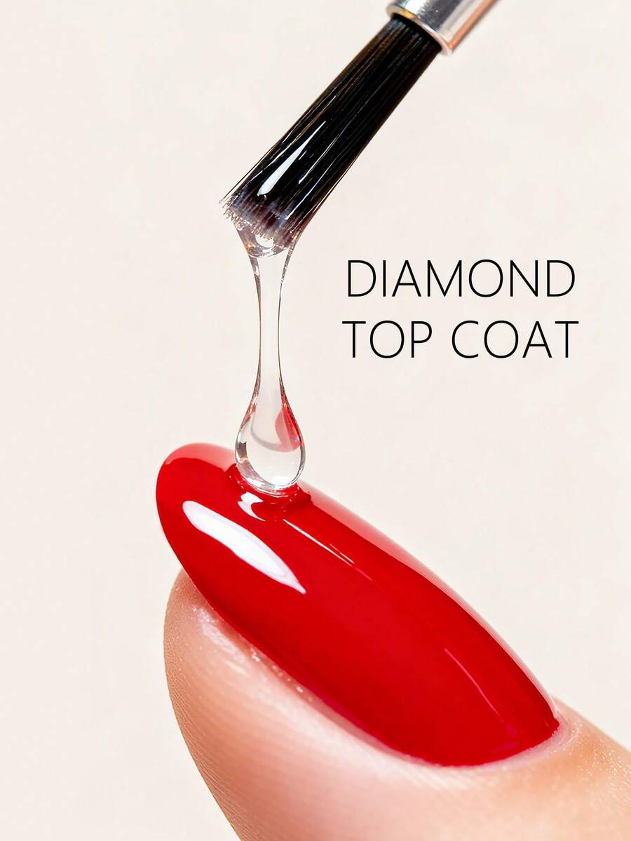 FN 2026 新款钻石玻璃凝胶封层 - 超亮高光泽免擦拭透明凝胶，耐刮擦持久，通过FDA测试，不含HEMA/TPO，不含酸，可卸除，LED UV光疗灯固化，适用于美甲沙龙和DIY美甲。