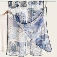 Écharpe longue en soie à carreaux argentés, imprimé rétro personnalisé,âle décoratif polyvalent haut de gamme, écharpe longue respirante pour femme